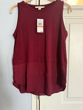 Michael Kors Women's Sleeveless Layered Tank Top - Burgundy